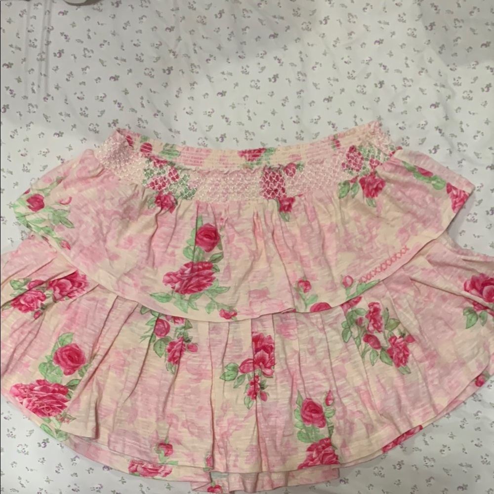 Floral Pink Layered Skirt